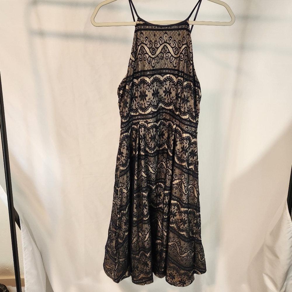 G Collection black sleeveless dress lace overlay Womens Large Petti Coat